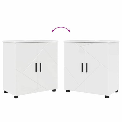 Set di mobili per il bagno con porta 2 pcs Bianco Lucido | homemem39