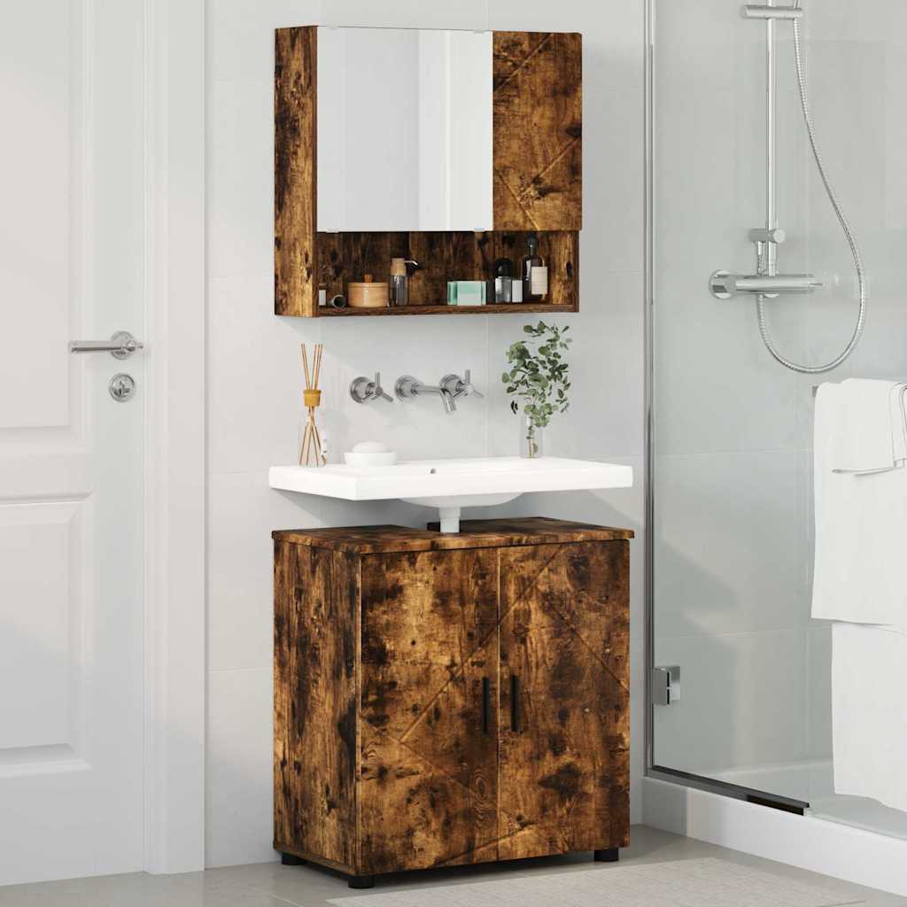 Set di mobili per il bagno 2 pz Rovere fumé 61 x 35 x 64 cm | homemem39