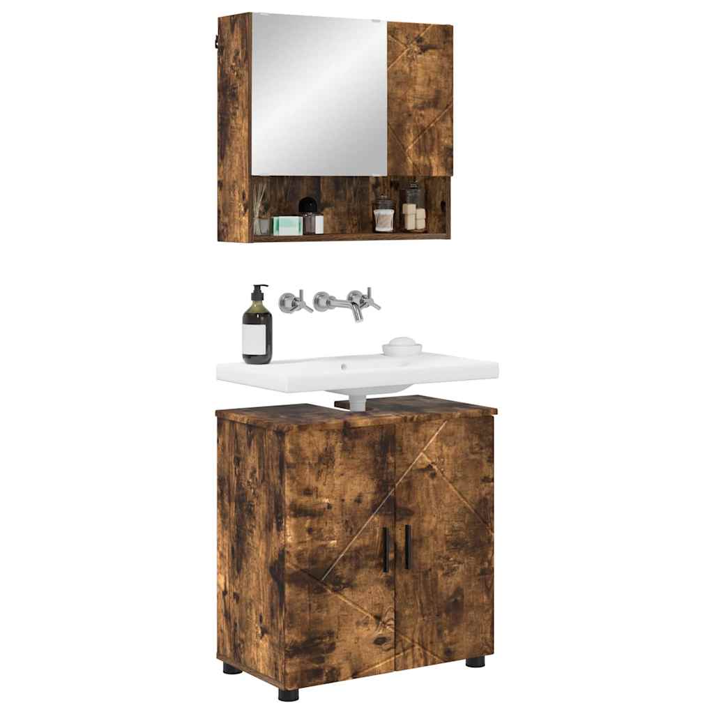 Set di mobili per il bagno 2 pz Rovere fumé 61 x 35 x 64 cm | homemem39