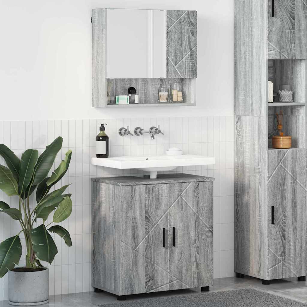 Set di mobili per il bagno 2 pz Grigio Sonoma 61 x 35 x 64 cm | homemem39