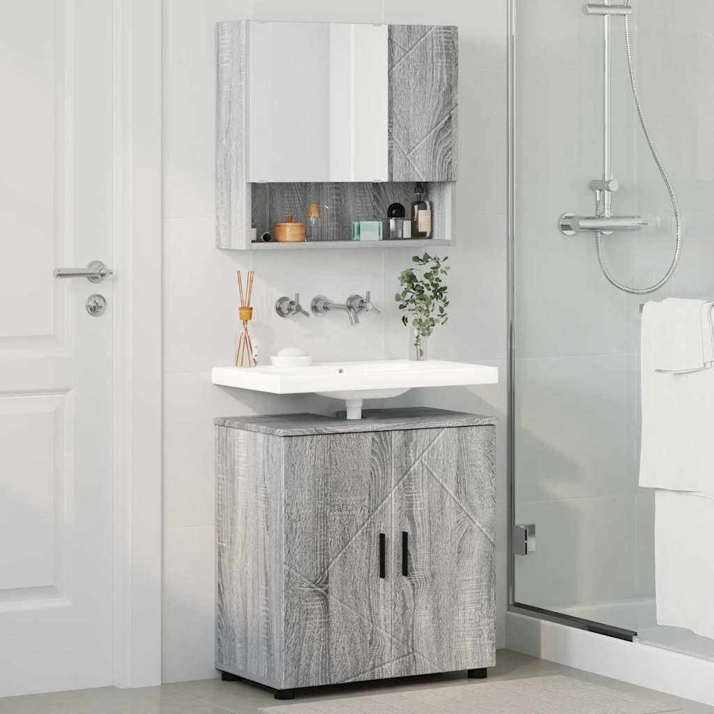 Set di mobili per il bagno 2 pz Grigio Sonoma 61 x 35 x 64 cm | homemem39