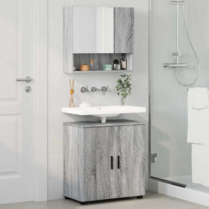 Set di mobili per il bagno 2 pz Grigio Sonoma 61 x 35 x 64 cm | homemem39