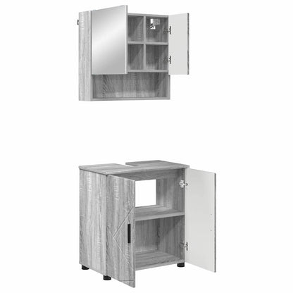 Set di mobili per il bagno 2 pz Grigio Sonoma 61 x 35 x 64 cm | homemem39