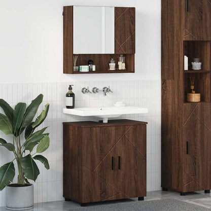 Set di mobili per il bagno con porta 2 pcs Rovere Marrone