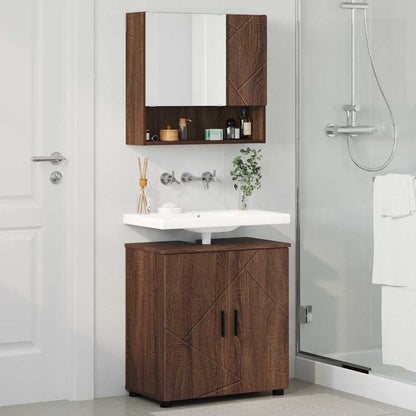 Set di mobili per il bagno con porta 2 pcs Rovere Marrone | homemem39