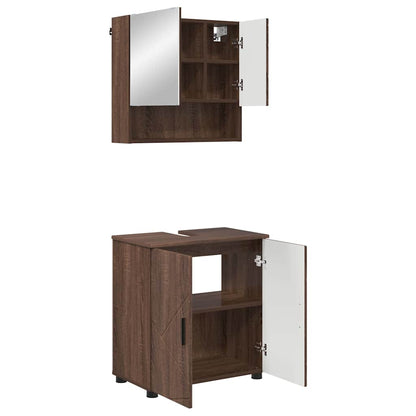 Set di mobili per il bagno con porta 2 pcs Rovere Marrone | homemem39