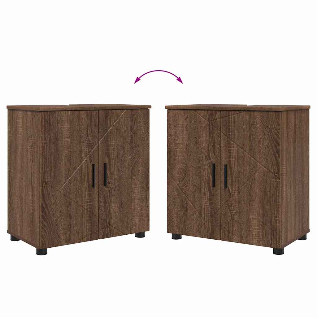 Set di mobili per il bagno con porta 2 pcs Rovere Marrone | homemem39