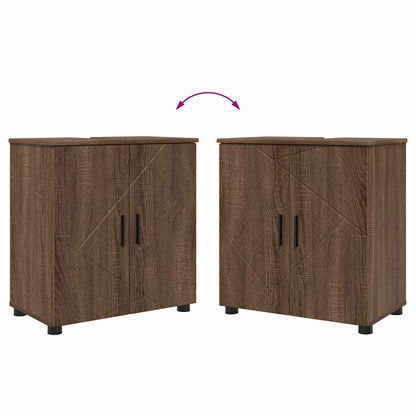 Set di mobili per il bagno con porta 2 pcs Rovere Marrone | homemem39