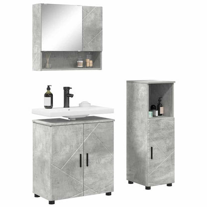 Set di mobili per il bagno con porta 3 pcs Grigio cemento | homemem39