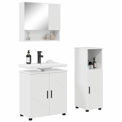 Set di mobili per il bagno con porta 3 pcs Bianco Lucido | homemem39
