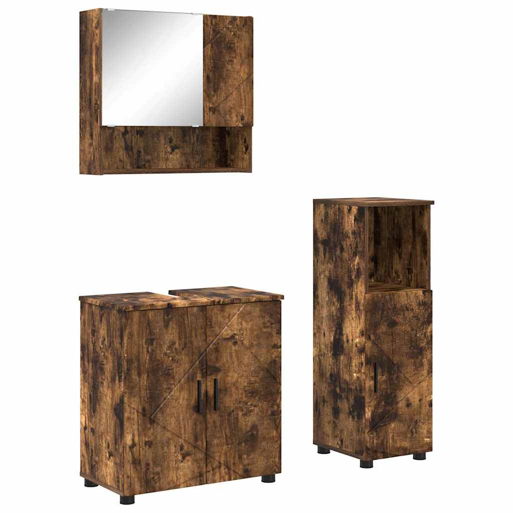 Set di mobili per il bagno 3 pz Rovere fumé 61 x 35 x 64 cm | homemem39