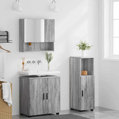 Set di mobili per il bagno 3 pz Grigio Sonoma 61 x 35 x 64 cm | homemem39