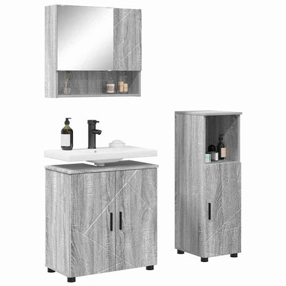 Set di mobili per il bagno 3 pz Grigio Sonoma 61 x 35 x 64 cm | homemem39