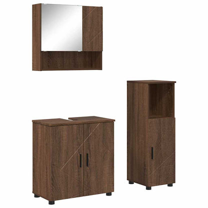Set di mobili per il bagno con porta 3 pcs Rovere Marrone | homemem39