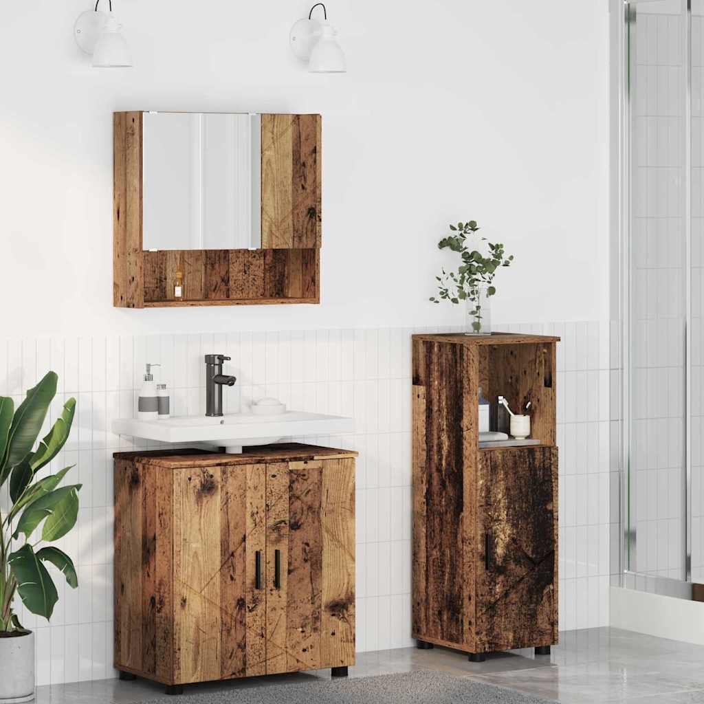 Set di mobili per il bagno 3 pz Legno vecchio 61 x 35 x 64 cm | homemem39