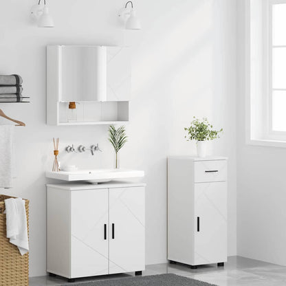 Set di mobili per il bagno con cassetto con porta 3 pcs Bianco | homemem39