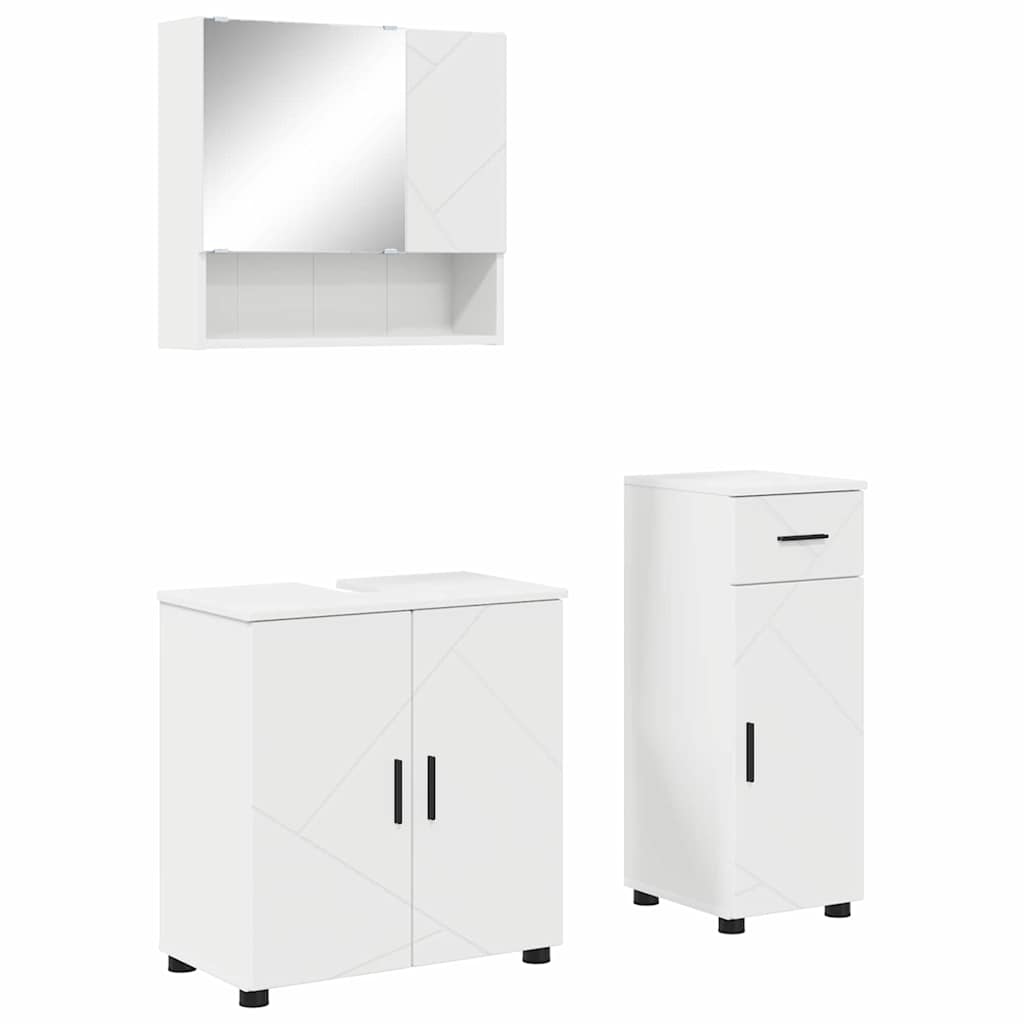 Set di mobili per il bagno con cassetto con porta 3 pcs Bianco | homemem39
