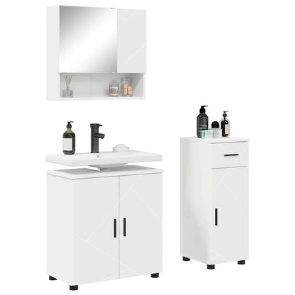 Set di mobili per il bagno con cassetto con porta 3 pcs Bianco