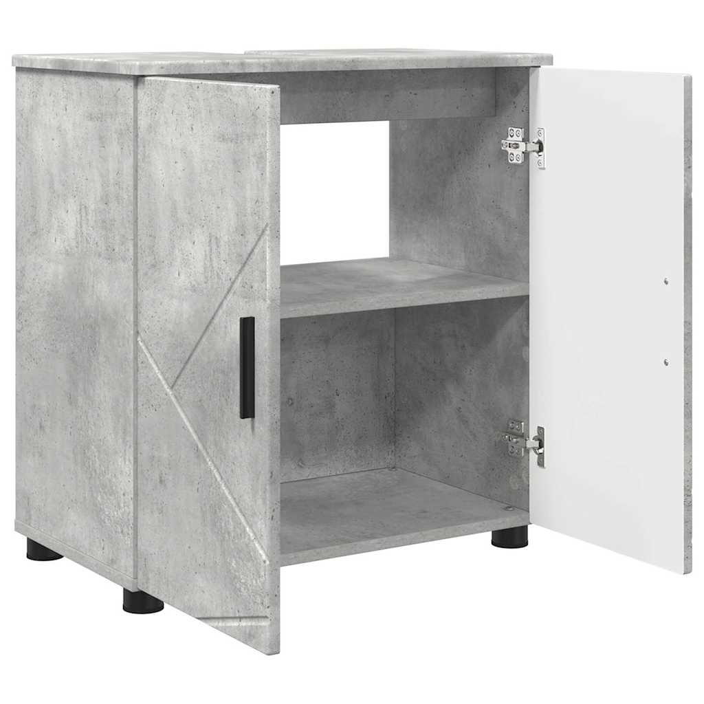Set di mobili per il bagno con cassetto 3 pcs Grigio cemento