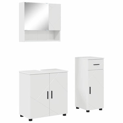 Set di mobili per il bagno con cassetto 3 pcs Bianco Lucido