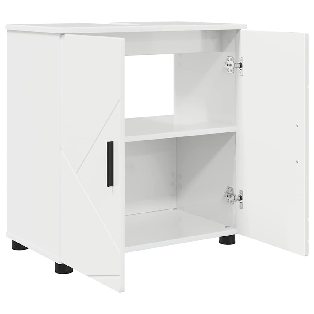 Set di mobili per il bagno con cassetto 3 pcs Bianco Lucido