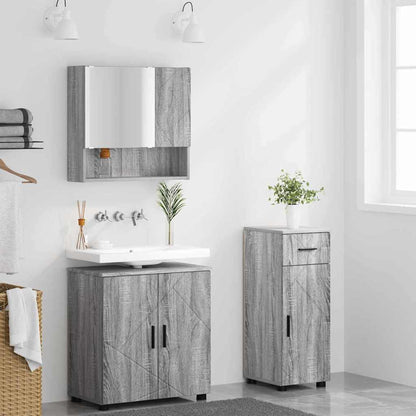 Set di mobili per il bagno 3 pz Grigio Sonoma 61 x 35 x 64 cm | homemem39