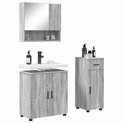 Set di mobili per il bagno 3 pz Grigio Sonoma 61 x 35 x 64 cm | homemem39