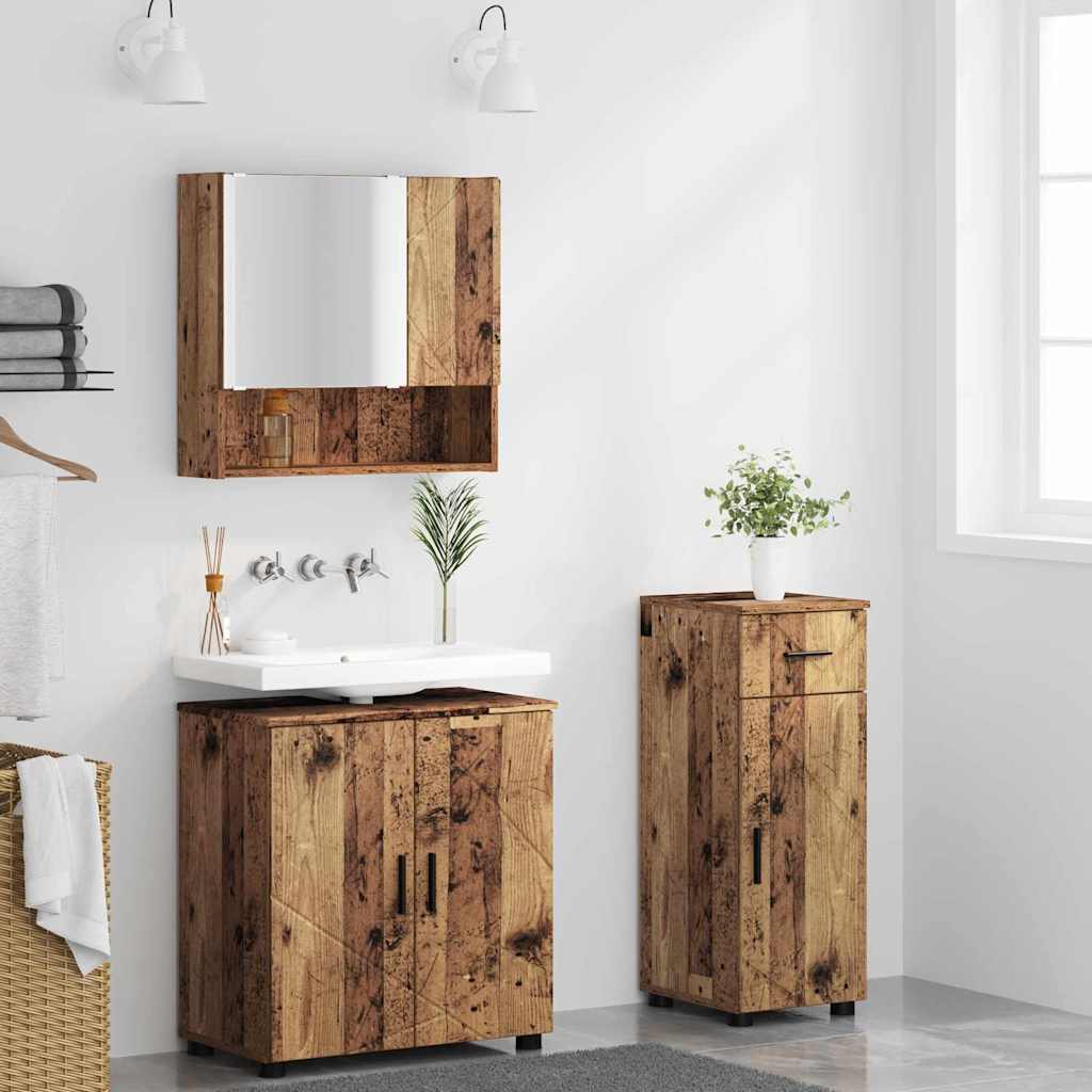 Set di mobili per il bagno 3 pz Legno vecchio 61 x 35 x 64 cm | homemem39