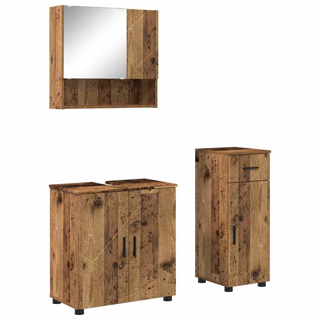 Set di mobili per il bagno 3 pz Legno vecchio 61 x 35 x 64 cm | homemem39