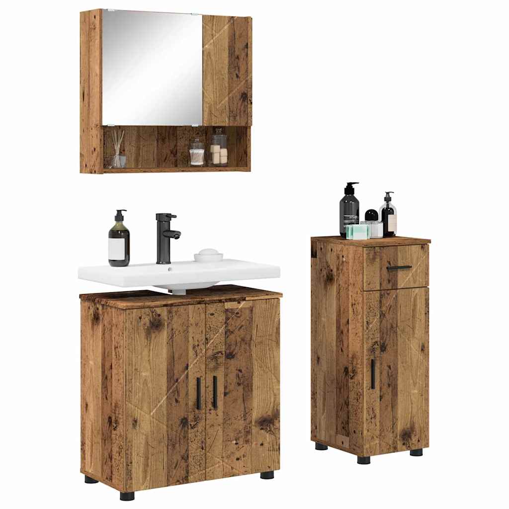 Set di mobili per il bagno 3 pz Legno vecchio 61 x 35 x 64 cm | homemem39