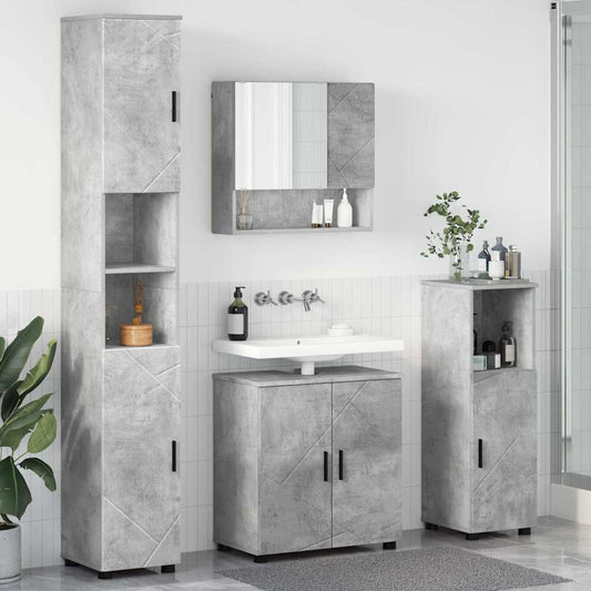 Set di mobili per il bagno 4 pz Grigio cemento 61 x 35 x 64 cm | homemem39