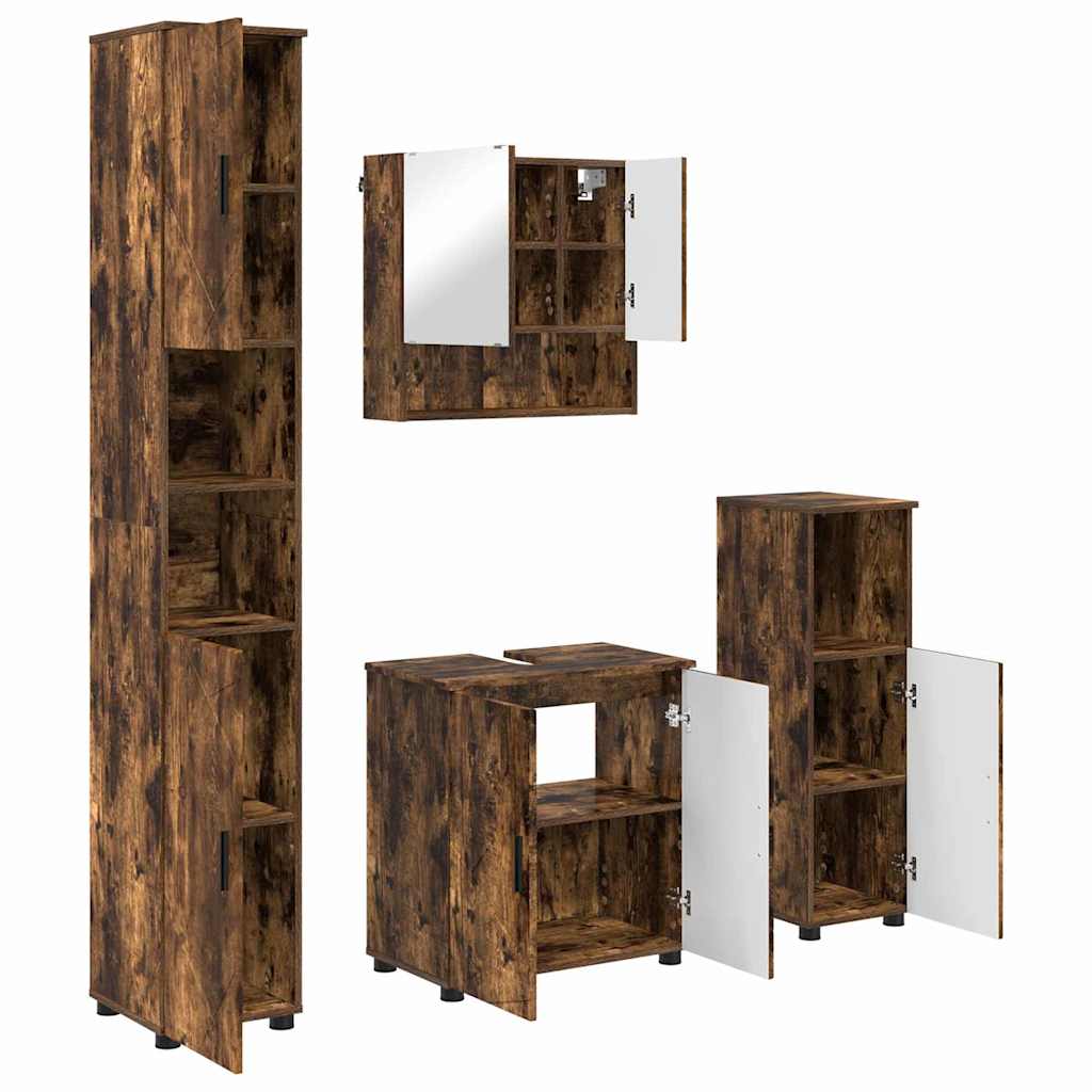 Set di mobili per il bagno 4 pz Rovere fumé 61 x 35 x 64 cm