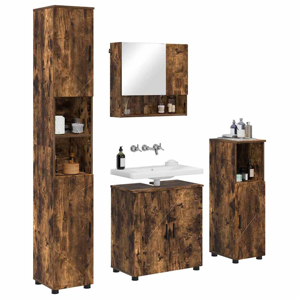 Set di mobili per il bagno 4 pz Rovere fumé 61 x 35 x 64 cm