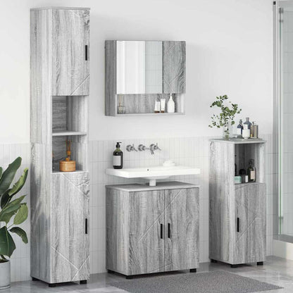Set di mobili per il bagno 4 pz Grigio Sonoma 61 x 35 x 64 cm | homemem39