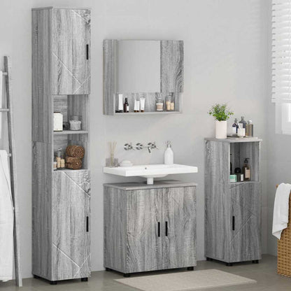 Set di mobili per il bagno 4 pz Grigio Sonoma 61 x 35 x 64 cm | homemem39