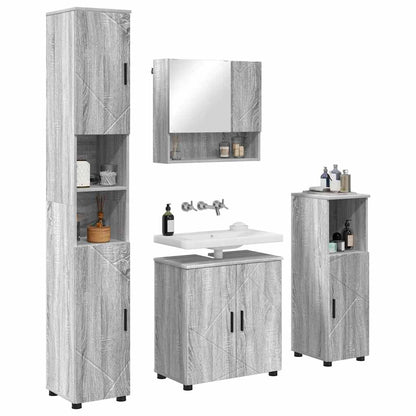 Set di mobili per il bagno 4 pz Grigio Sonoma 61 x 35 x 64 cm | homemem39