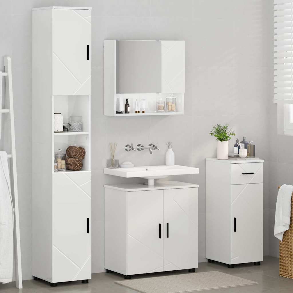 Set di mobili per il bagno 4 pz Bianco Lucido 61 x 35 x 64 cm | homemem39