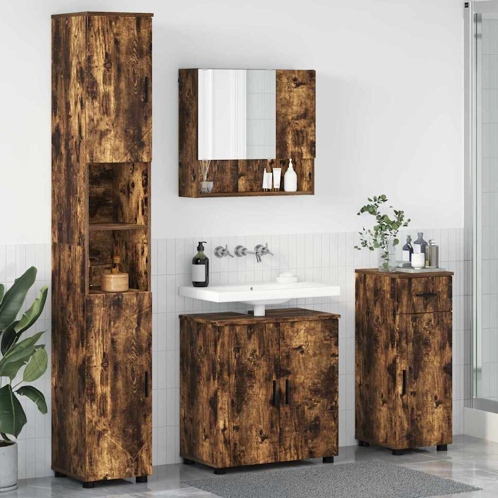 Set di mobili per il bagno 4 pz Rovere fumé 61 x 35 x 64 cm