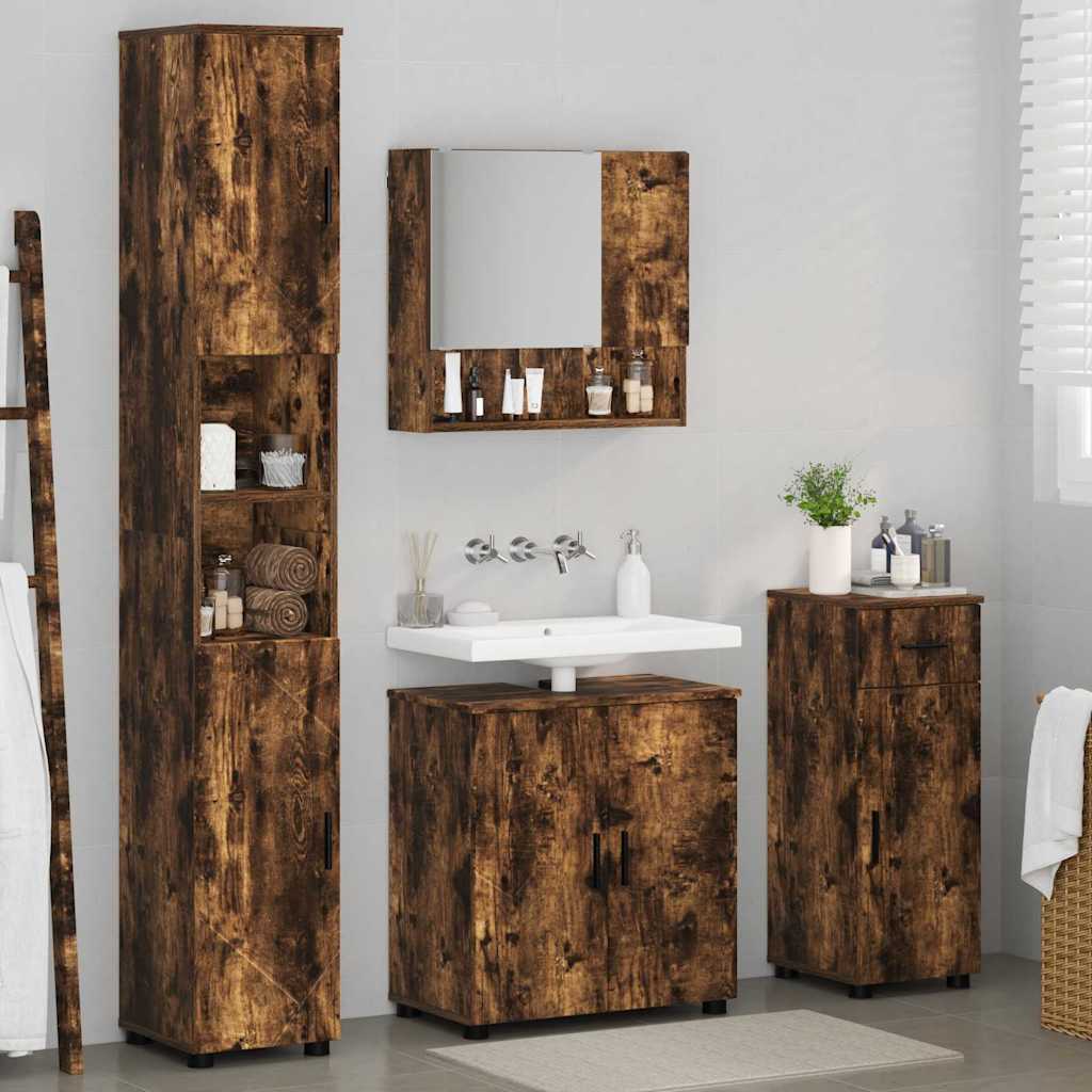 Set di mobili per il bagno 4 pz Rovere fumé 61 x 35 x 64 cm | homemem39