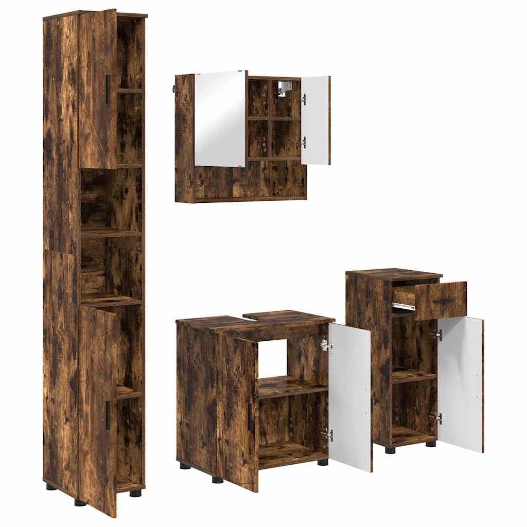Set di mobili per il bagno 4 pz Rovere fumé 61 x 35 x 64 cm