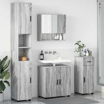 Set di mobili per il bagno 4 pz Grigio Sonoma 61 x 35 x 64 cm | homemem39