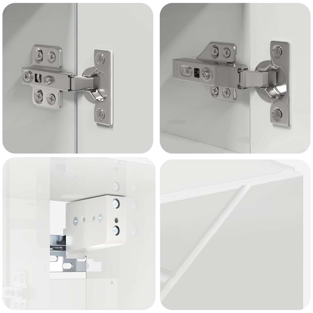 Set di mobili per il bagno con porta 5 pcs Bianco Lucido