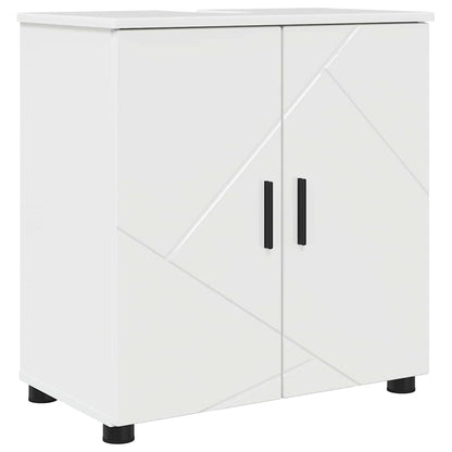 Set di mobili per il bagno con porta 5 pcs Bianco Lucido | homemem39