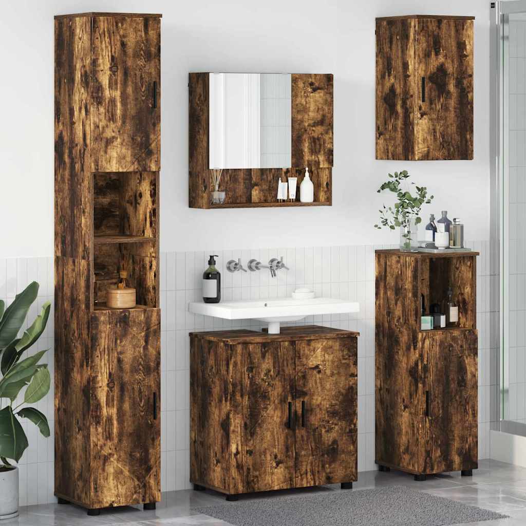 Set di mobili per il bagno 5 pz Rovere fumé 61 x 35 x 64 cm