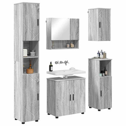 Set di mobili per il bagno 5 pz Grigio Sonoma 61 x 35 x 64 cm | homemem39