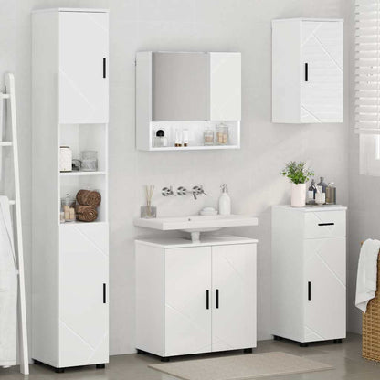 Set di mobili per il bagno con cassetto 5 pcs Bianco Lucido | homemem39