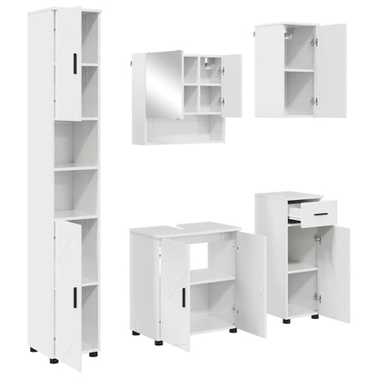 Set di mobili per il bagno con cassetto 5 pcs Bianco Lucido | homemem39