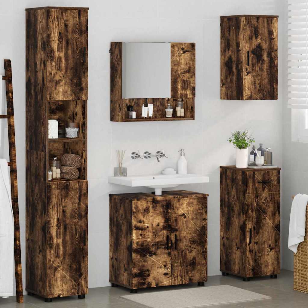 Set di mobili per il bagno 5 pz Rovere fumé 61 x 35 x 64 cm | homemem39