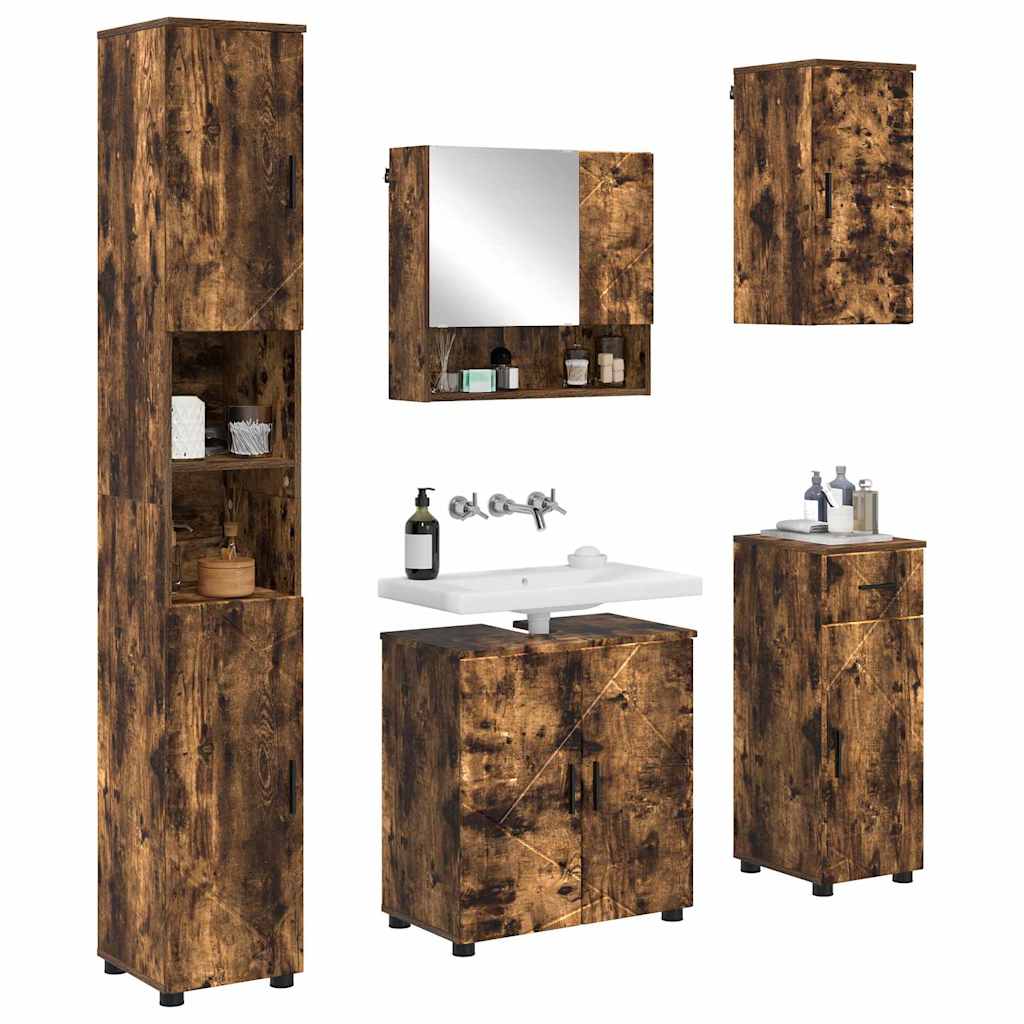 Set di mobili per il bagno 5 pz Rovere fumé 61 x 35 x 64 cm | homemem39