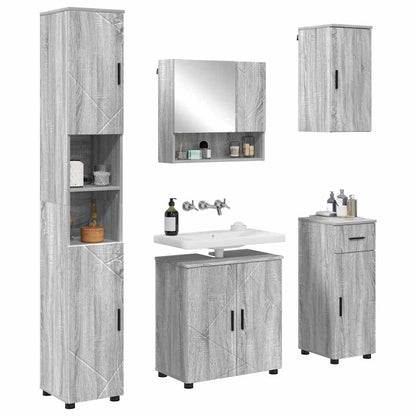 Set di mobili per il bagno 5 pz Grigio Sonoma 61 x 35 x 64 cm | homemem39